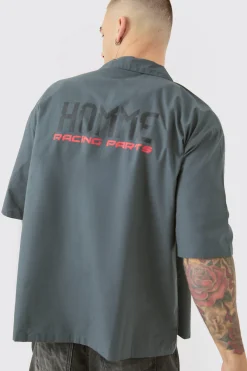 Short Sleeve Moto Poplin Shirt | BoohooMAN UK