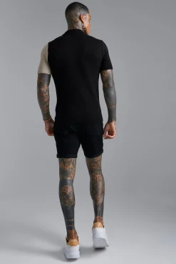 Short Sleeve Muscle Fit Colour Block Knit Polo | BoohooMAN UK