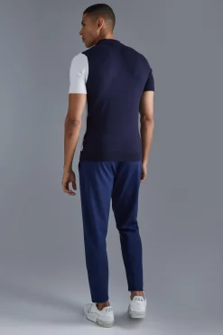 Short Sleeve Muscle Fit Colour Block Polo | BoohooMAN UK