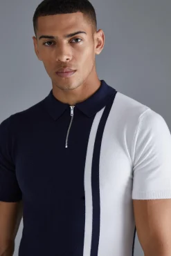 Short Sleeve Muscle Fit Colour Block Polo | BoohooMAN UK