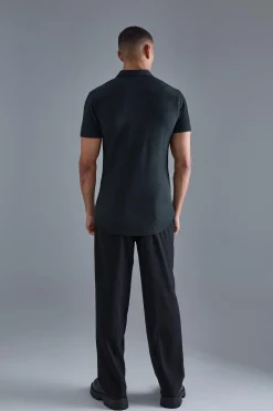 Short Sleeve Muscle Geo Shirt | BoohooMAN UK