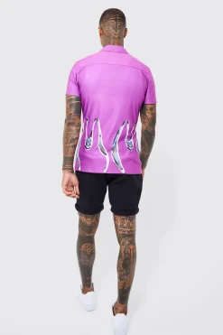 Short Sleeve Muscle Graphic Shirt | BoohooMAN UK