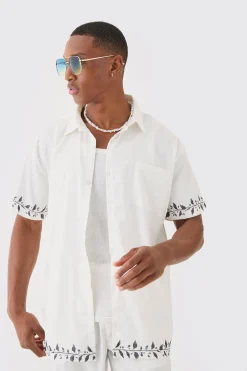 Short Sleeve Oversized Back Print Satin Shirt | BoohooMAN UK