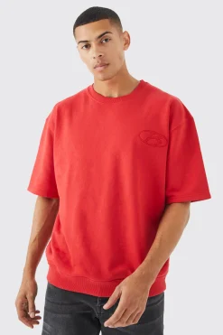Short Sleeve Oversized Boxy Sweatshirt | BoohooMAN UK