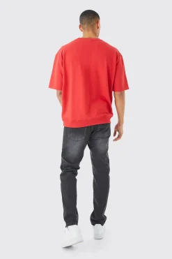 Short Sleeve Oversized Boxy Sweatshirt | BoohooMAN UK