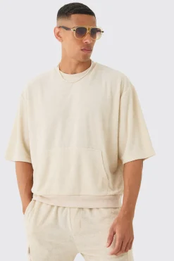 Short Sleeve Oversized Boxy Towelling Sweatshirt | BoohooMAN UK