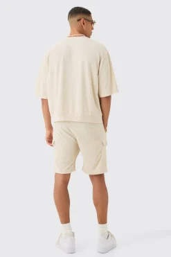 Short Sleeve Oversized Boxy Towelling Sweatshirt | BoohooMAN UK
