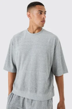 Short Sleeve Oversized Boxy Towelling Sweatshirt | BoohooMAN UK