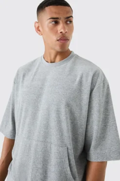 Short Sleeve Oversized Boxy Towelling Sweatshirt | BoohooMAN UK