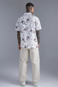 Short Sleeve Oversized Floral Viscose Shirt | BoohooMAN UK