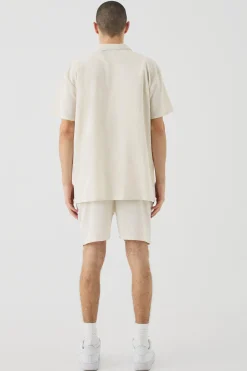 Short Sleeve Oversized Linen Shirt & Short | BoohooMAN UK