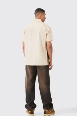 Short Sleeve Oversized Poplin Shapes Applique Shirt | BoohooMAN UK