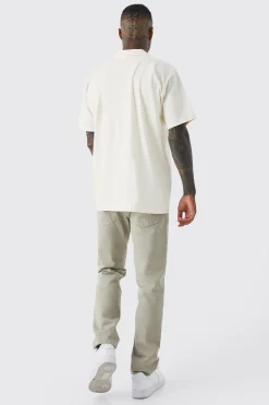 Short Sleeve Oversized Revere Jersey Shirt | BoohooMAN UK