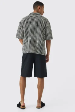Short Sleeve Oversized Revere Shirt | BoohooMAN UK