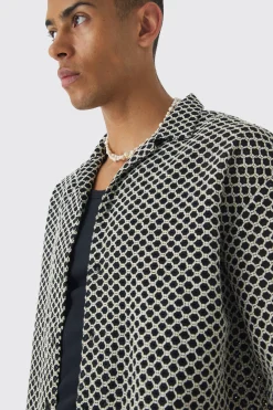 Short Sleeve Oversized Revere Shirt | BoohooMAN UK