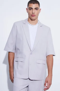 Short Sleeve Oversized Single Breasted Suit | BoohooMAN UK