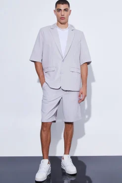 Short Sleeve Oversized Single Breasted Suit | BoohooMAN UK