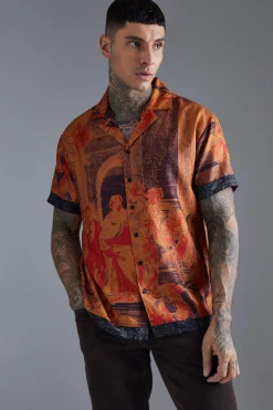 Short Sleeve Oversized Slub Painting Shirt | BoohooMAN UK