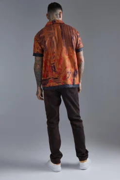 Short Sleeve Oversized Slub Painting Shirt | BoohooMAN UK