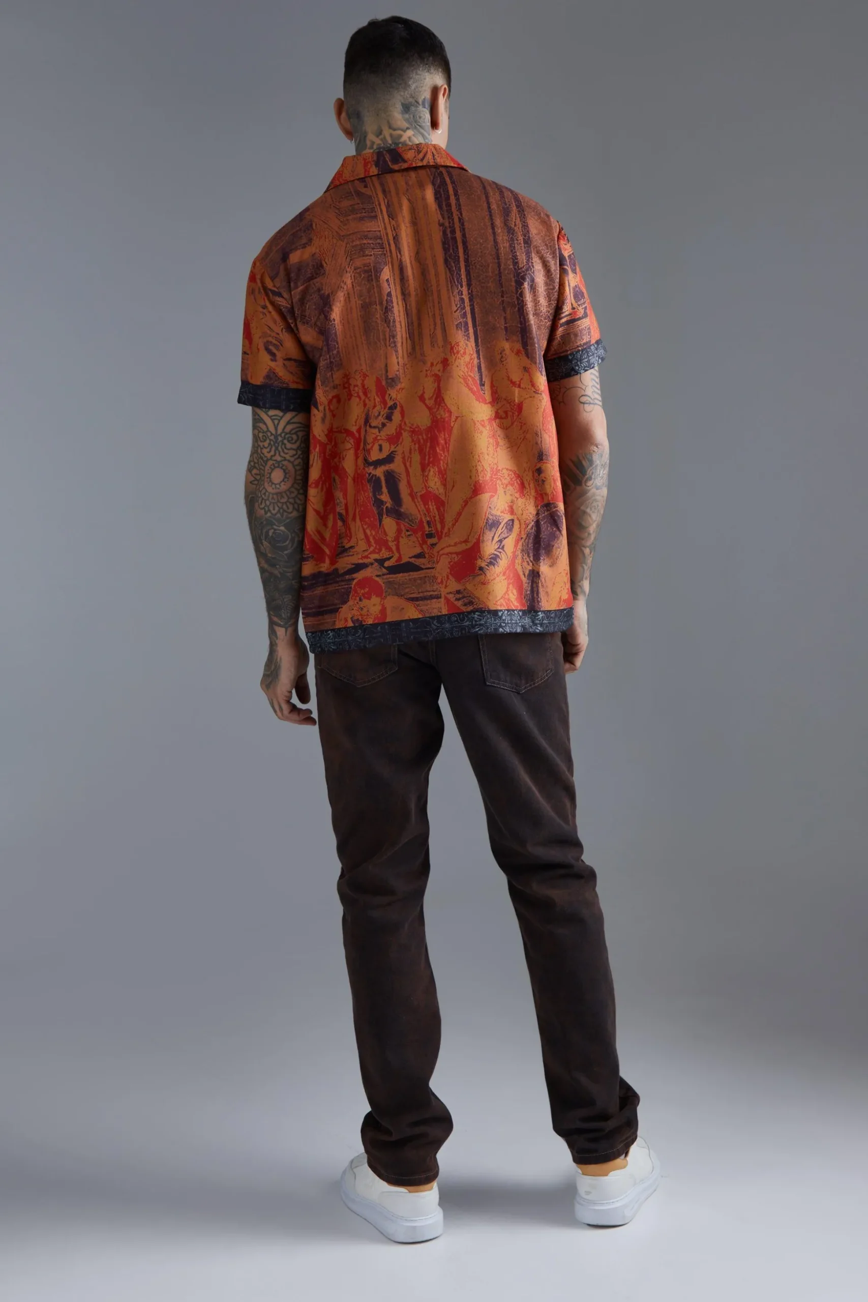 Short Sleeve Oversized Slub Painting Shirt | BoohooMAN UK