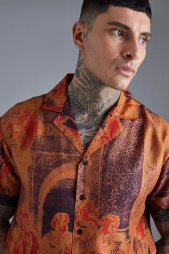 Short Sleeve Oversized Slub Painting Shirt | BoohooMAN UK