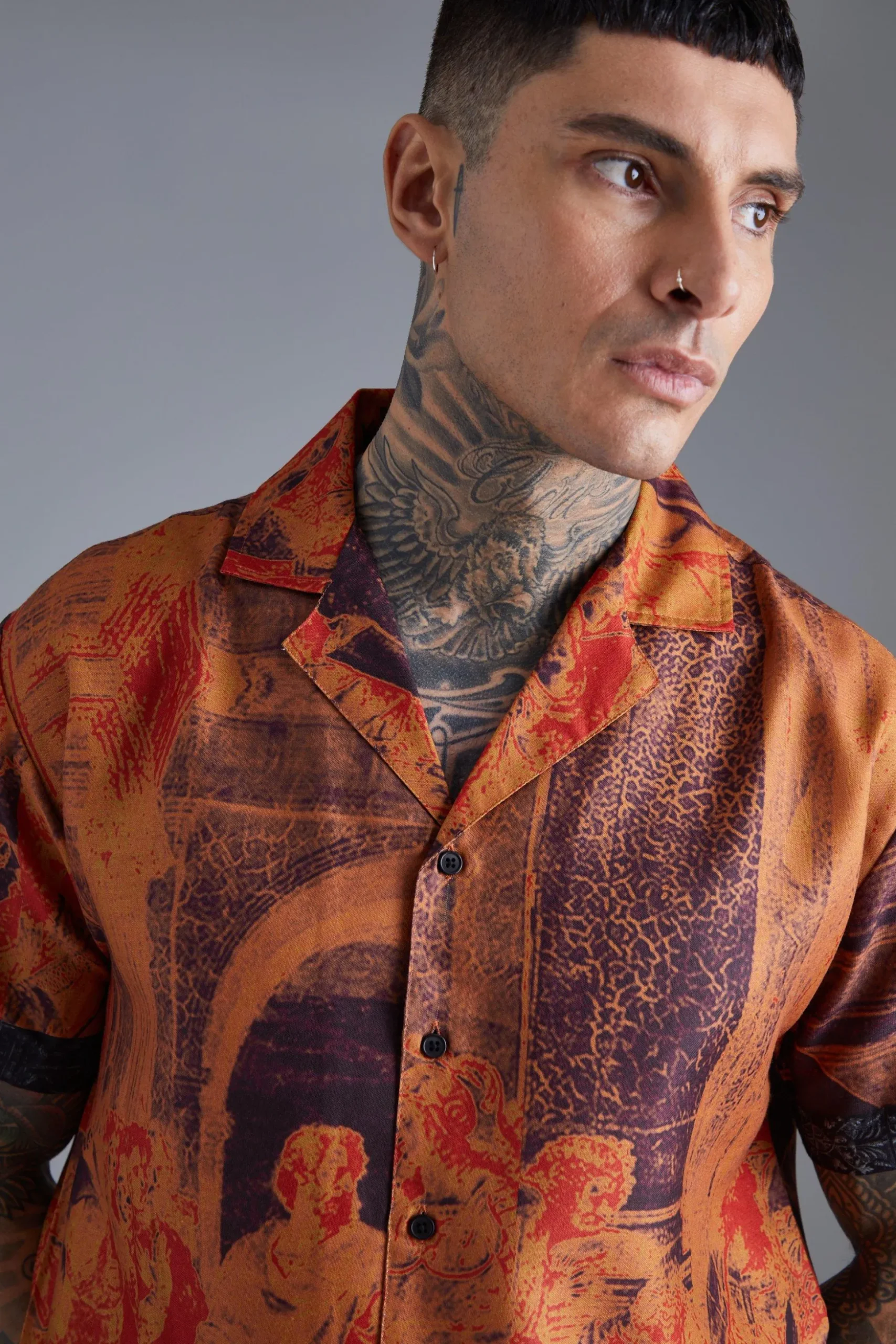Short Sleeve Oversized Slub Painting Shirt | BoohooMAN UK