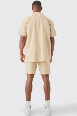 Short Sleeve Oversized Textured Shirt & Short | BoohooMAN UK
