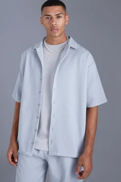 Short Sleeve Pleated Oversized Shirt | BoohooMAN UK