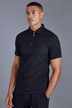 Short Sleeve Polo Stretch Fit Shirt | BoohooMAN UK