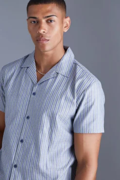 Short Sleeve Regular Bold Stripe Shirt | BoohooMAN UK
