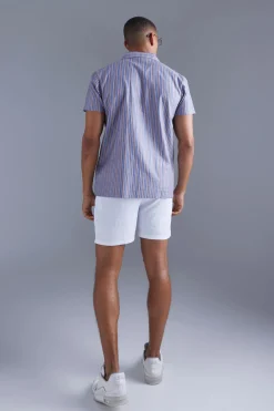 Short Sleeve Regular Bold Stripe Shirt | BoohooMAN UK