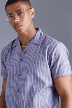 Short Sleeve Regular Bold Stripe Shirt | BoohooMAN UK
