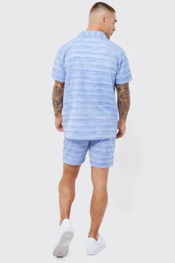 Short Sleeve Regular Slub Linen Look Shirt And Short | BoohooMAN UK