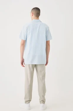 Short Sleeve Revere Linen Shirt | BoohooMAN UK