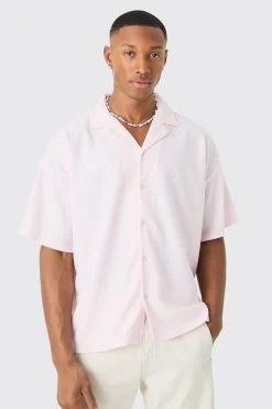Short Sleeve Ribbed Boxy Shirt | BoohooMAN UK