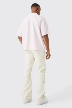 Short Sleeve Ribbed Boxy Shirt | BoohooMAN UK