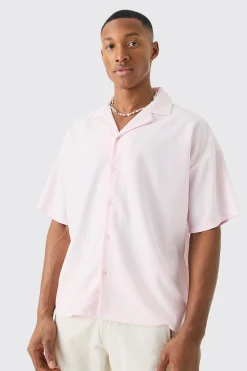 Short Sleeve Ribbed Boxy Shirt | BoohooMAN UK