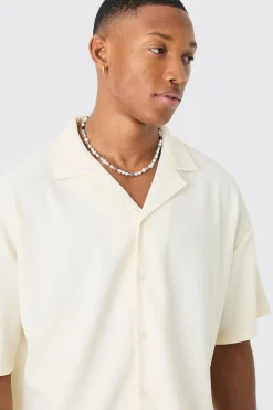 Short Sleeve Ribbed Boxy Shirt | BoohooMAN UK