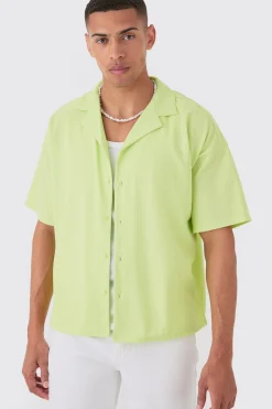 Short Sleeve Ribbed Boxy Shirt | BoohooMAN UK