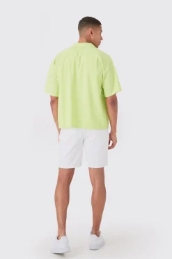 Short Sleeve Ribbed Boxy Shirt | BoohooMAN UK