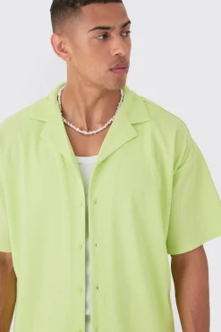 Short Sleeve Ribbed Boxy Shirt | BoohooMAN UK