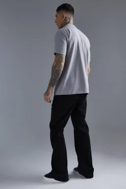 Short Sleeve Ribbed Revere Oversized Shirt | BoohooMAN UK
