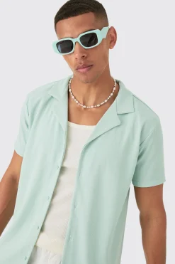 Short Sleeve Ribbed Shirt | BoohooMAN UK