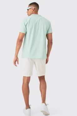Short Sleeve Ribbed Shirt | BoohooMAN UK