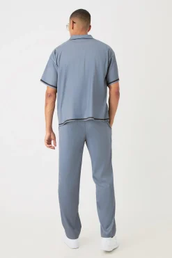 Short Sleeve Satin Boxy Floral Shirt & Trouser | BoohooMAN UK