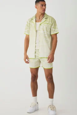 Short Sleeve Satin Oversized Ombre Floral Shirt & Short | BoohooMAN UK