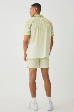 Short Sleeve Satin Oversized Ombre Floral Shirt & Short | BoohooMAN UK