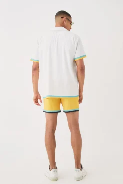 Short Sleeve Satin Oversized Resort Shirt & Short | BoohooMAN UK