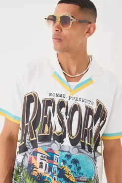 Short Sleeve Satin Oversized Resort Shirt & Short | BoohooMAN UK