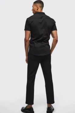 Short Sleeve Slim Fit Shirt | BoohooMAN UK